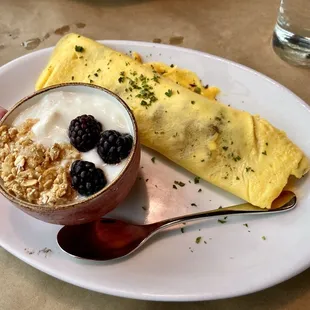 Omelette and parfait