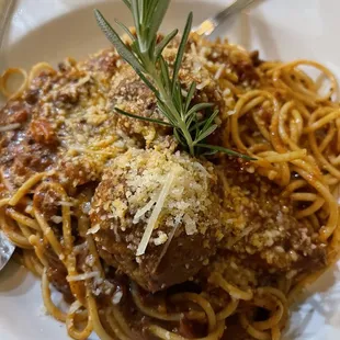 Spaghetti and meatballs