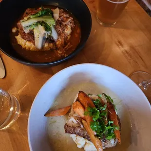 Top photo-Pork Ragu. Bottom photo,  Old Bay Cod