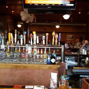 a bar full of beer taps
