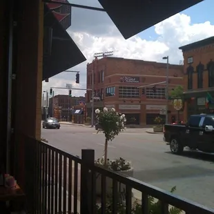 View of downtown streetscape from patio
