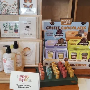 a variety of products on display