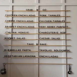 menus on the wall