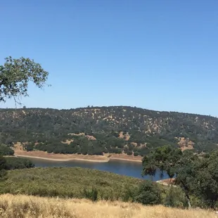 The lake by the restroom and parking.