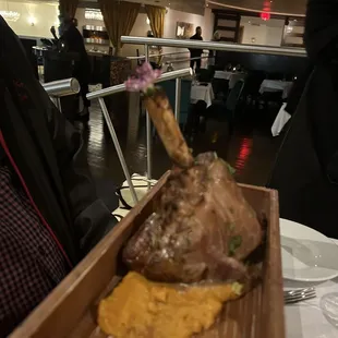 Lamb shank! Really cute presentation!