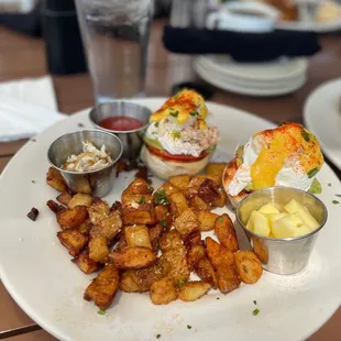 Crab and avocado Benedict