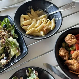 Blueberry Goat Cheese Salad, Lobster Mac &amp; Cheese, Table Sux Buddha Bowl