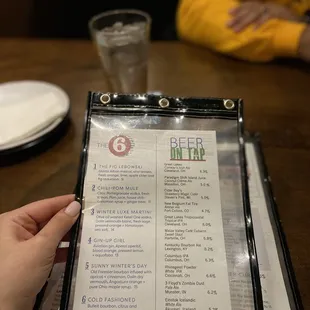 Specials drink menu