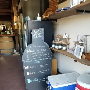 Table Wine - sign inside
