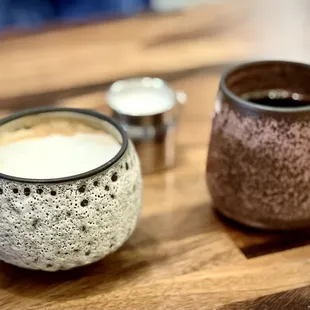 Cappuccino and steamed milk decaf coffees