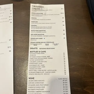 Drink Menu - March 2024