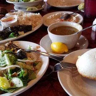 Vegetarian platter (not pictured subed tabouli for fattush salad and hummus)