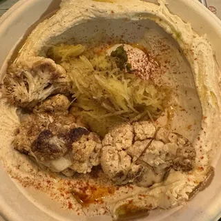Roasted Cauliflower and Spaghetti Squash Hummus Bowl (Vegan)