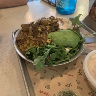 Sauteed Mushroom and Avocado Hummus Bowl (Vegan)