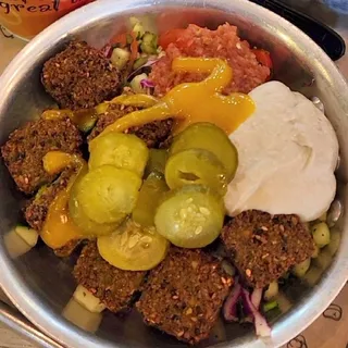 Braised Lamb Shawarma and Amba Sauce Hummus Bowl