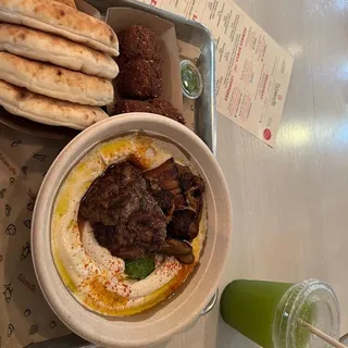 Lamb Kebab and Eggplant Hummus Bowl