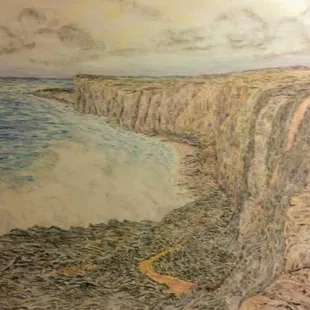 Color pencil drawing of Big Island lava flow.