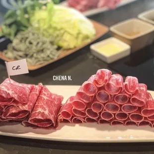 Left: Wagyu chuck eye roll Right: Wagyu short rib