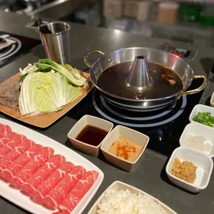 Grass fed rib eye, sukiyaki broth