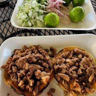 two plates of food on a table