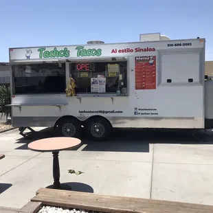 a food truck parked in a parking lot