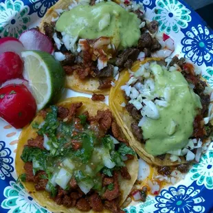 Carne asada tachos tacos and al pastor regular taco