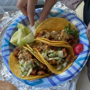 Chicken tacos, regular.