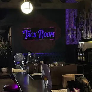 This is their sign and the whole place rotates colors over the time we were there and changes the vibe with each color.