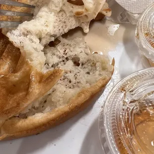 Waffle just now literally brought to the table and was soggy and gummy on the inside.