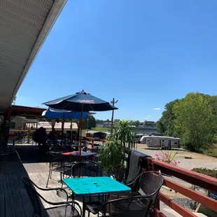 Outdoor patio over looking the Sandusky river.