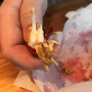 Crawfish was not burped. Full of poop.