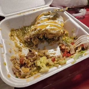 Half a burrito. Given the chance because the staff was nice. Food was terrible.