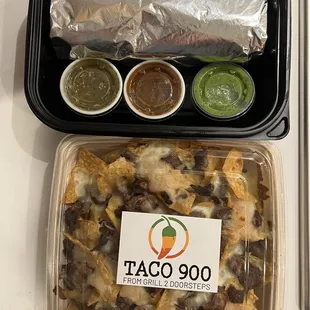 Carne asada nachos and carna asada burrito!