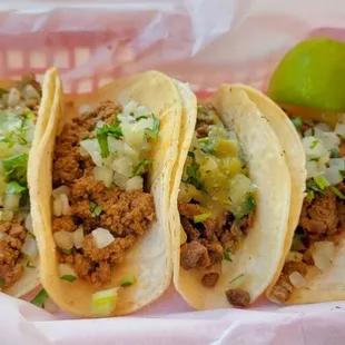 The steak and beef street tacos were delicious!