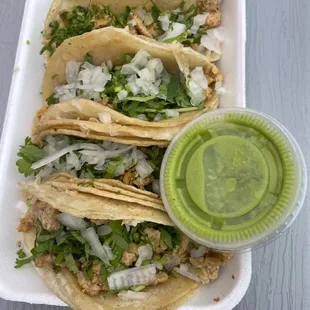 fantastic chicken tacos with the green sauce