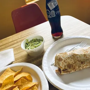 Chicken Burrito. Guacamole.