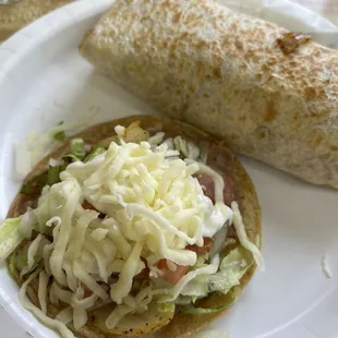 Vegetarian taco and vegetarian burrito (small)