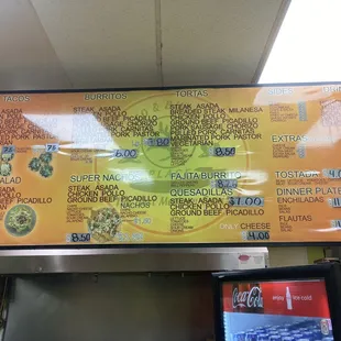 Updated menu as of 12/7