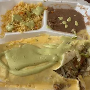 I normally get the plain chicken fajita burrito (without queso) tried this &amp; It was good, but I prefer the original burrito