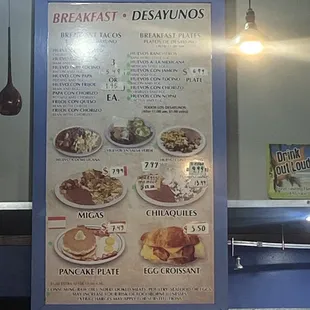 Updated menu prices