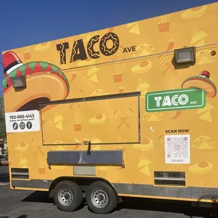 a taco truck parked in a parking lot