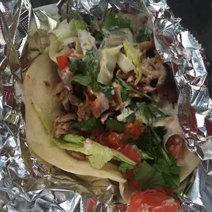 Piggy smalls taco with spicy ranch instead of pineapple sauce