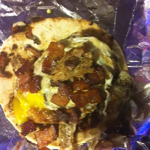 Crazy breakfast taco with the works