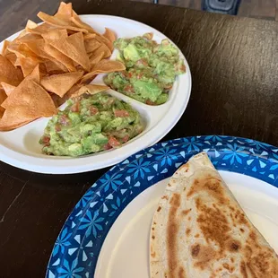 tortilla, guacamole and chips