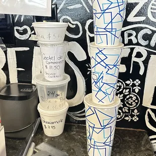 To go sizes &amp; drink size