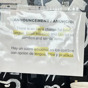 Extra charge for combos