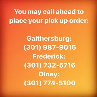 We recommend calling ahead for pick up orders
