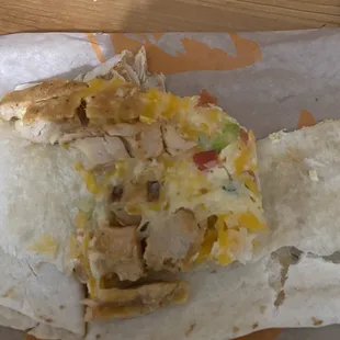 Chicken Quesadilla ended up with lettuce, tomato and onion