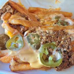 Spicy beef grilled cheese nacho fries