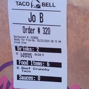 When we finally got our order.